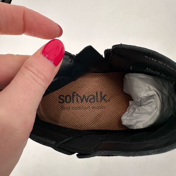 NWOB SoftWalk Wesley Women's Leather Side Zip Ankle Bootie Black Size 8.5 Narrow - Picture 9 of 10